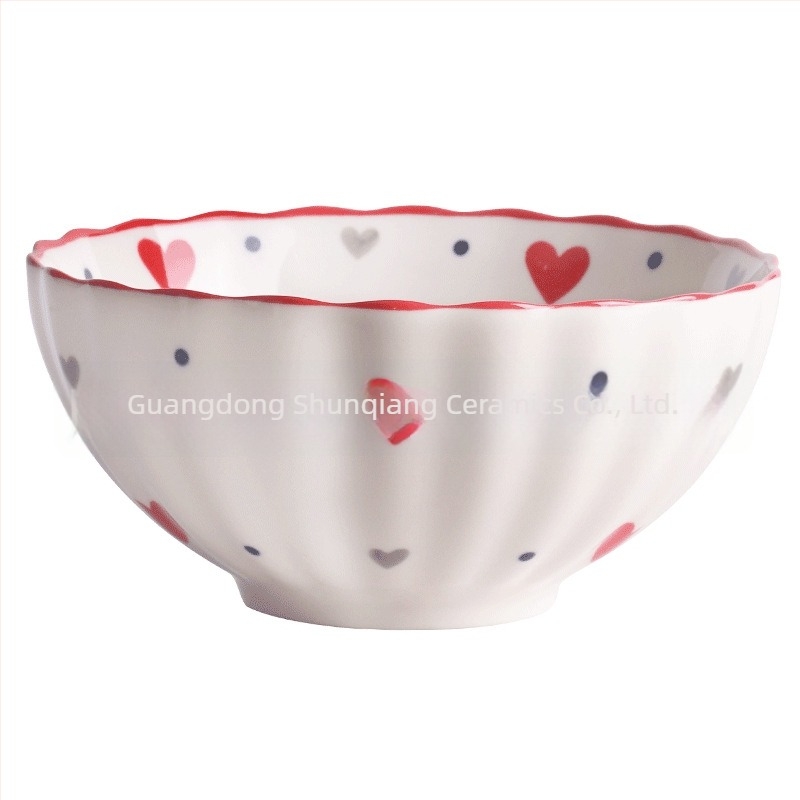 Porcelános tál, vintage vidéki stílus, eper motívummal, kreatív és aranyos dizájn, nagy kapacitású