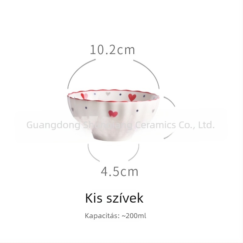 Porcelános tál, vintage vidéki stílus, eper motívummal, kreatív és aranyos dizájn, nagy kapacitású