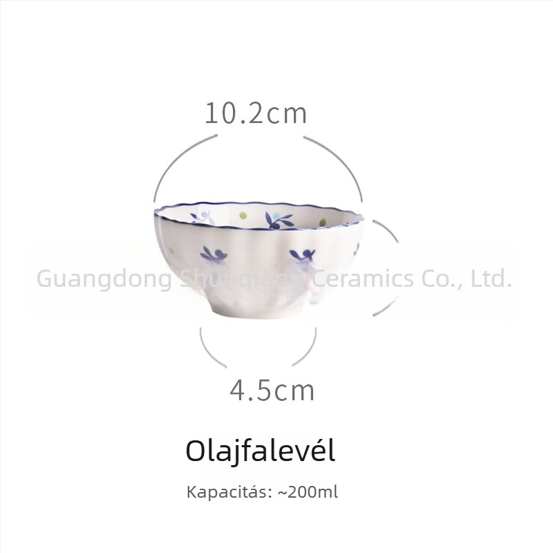 Porcelános tál, vintage vidéki stílus, eper motívummal, kreatív és aranyos dizájn, nagy kapacitású