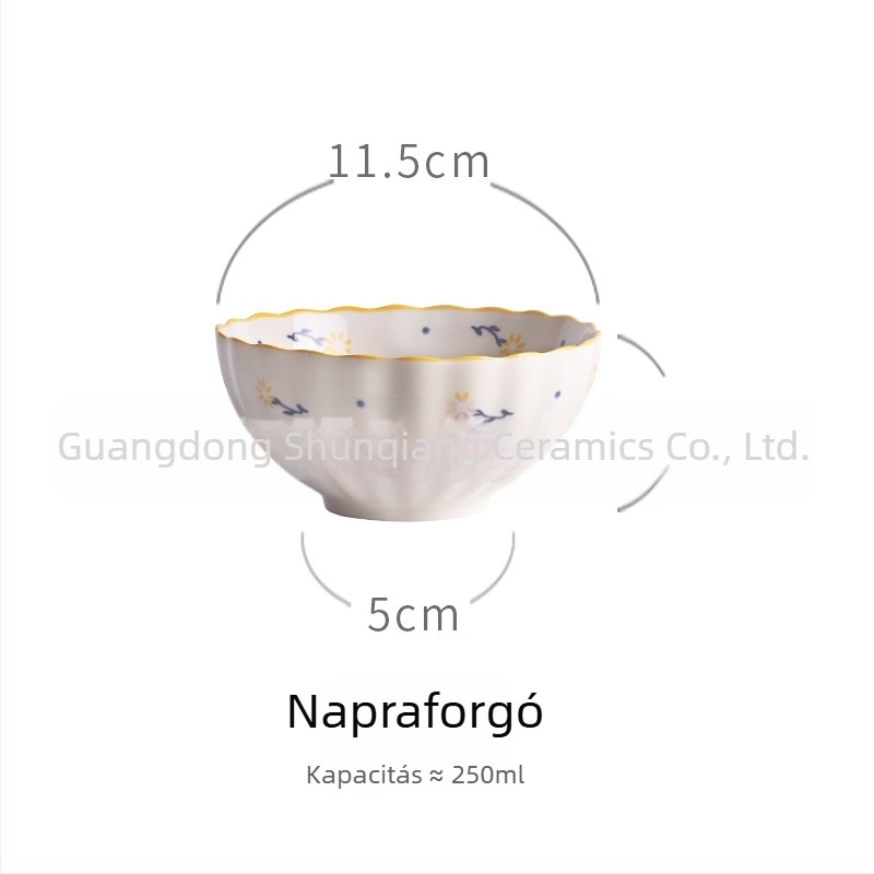 Porcelános tál, vintage vidéki stílus, eper motívummal, kreatív és aranyos dizájn, nagy kapacitású
