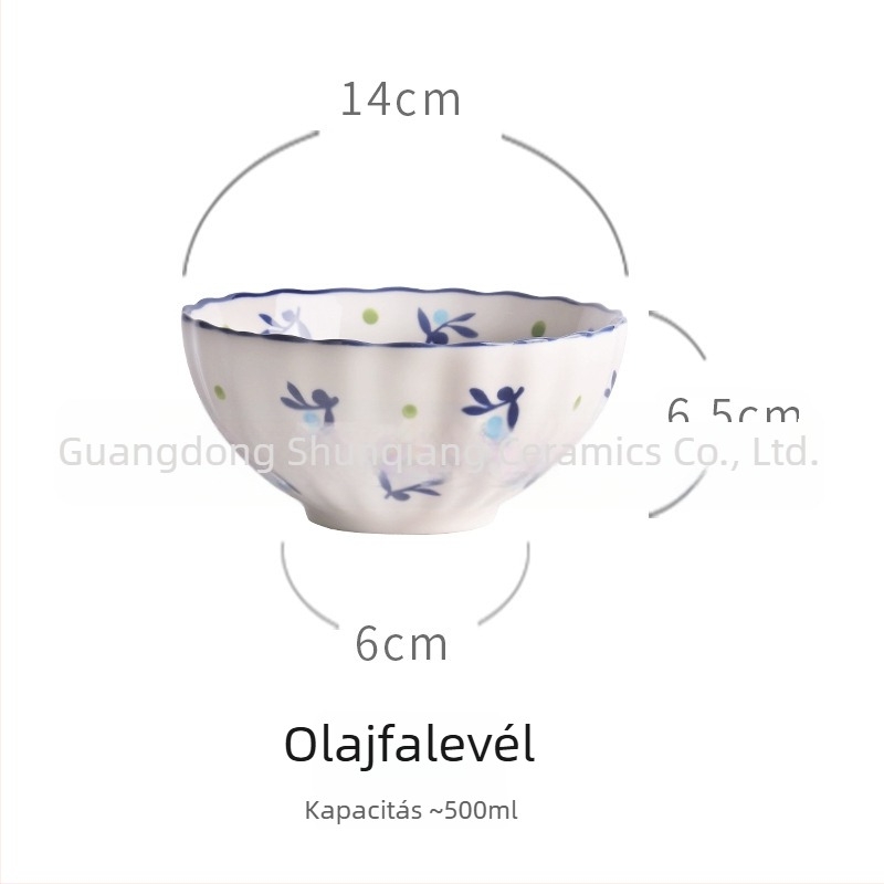 Porcelános tál, vintage vidéki stílus, eper motívummal, kreatív és aranyos dizájn, nagy kapacitású