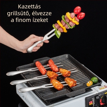 304 rozsdamentes acél grillvilla, kétfogú hús grillezéshez