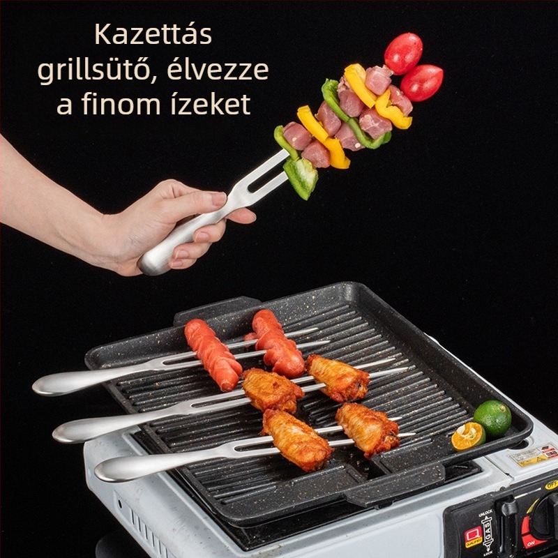 304 rozsdamentes acél grillvilla, kétfogú hús grillezéshez