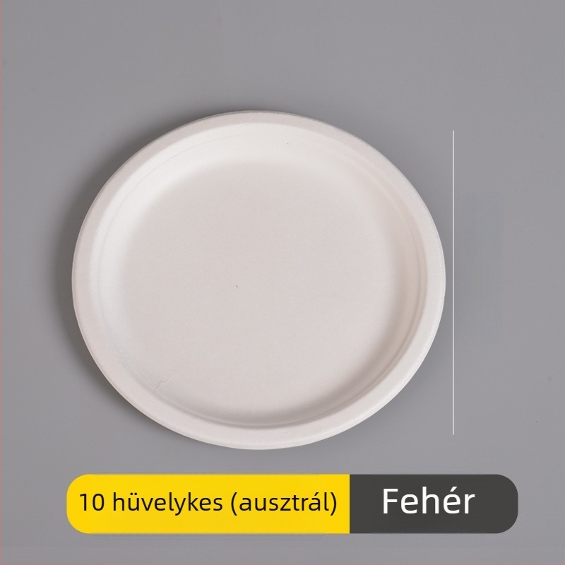 Egyszer használatos papírtál- és evőeszközkészlet: papírtál, papírból készült tál és evőpálcikák, cukornád rostból, kör alakú, 260–500 ml kapacitás, vastagított dizájn