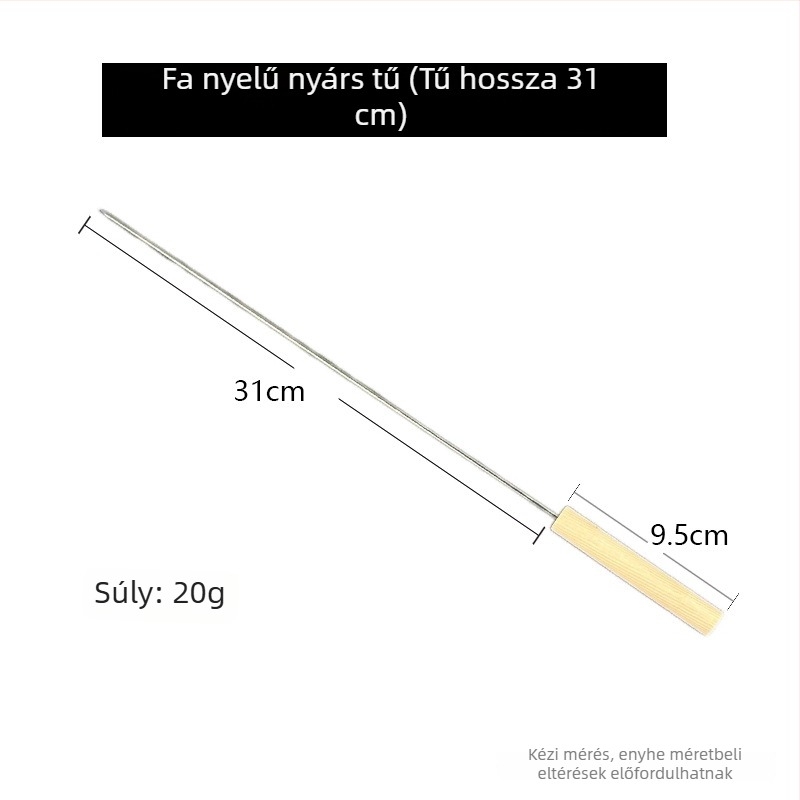 Fa nyelű rozsdamentes acél grillpálcikák, kerek fejűek, bárány- és húsételekhez