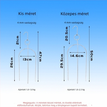 Rozsdamentes acél grillvilla kacsának és galambnak, két- és háromhegyű villák, U-formájú villa 4 mm-es akasztókkal