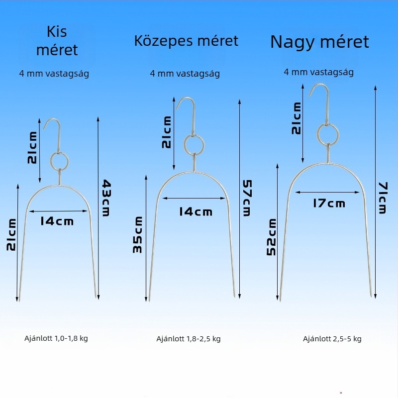 Rozsdamentes acél grillvilla kacsának és galambnak, két- és háromhegyű villák, U-formájú villa 4 mm-es akasztókkal