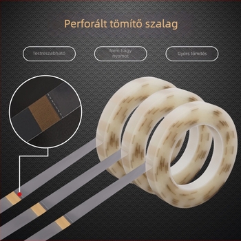Perforált zárócsík sütőedényekhez és süteményes dobozokhoz, PE hátlap, ragasztómentes, ponttörő típus