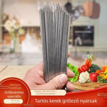 Rozsdamentes acél grillnyársak – lapos és kör alakú nyársak, megerősített készlet kültéri báránynyársakhoz