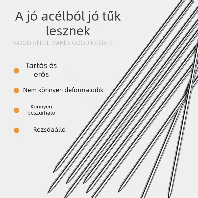 Rozsdamentes acél grillnyársak – lapos és kör alakú nyársak, megerősített készlet kültéri báránynyársakhoz