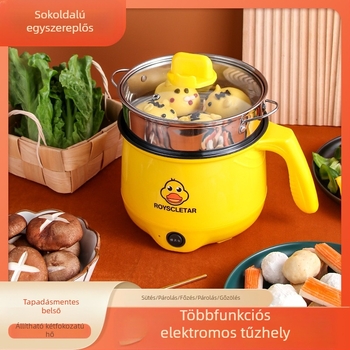 Little Yellow Duck mini elektromos főzőedény – mindent egyben, tapadásmentes belső, 2 L kapacitás, sütés és pirítás, kollégiumi használatra