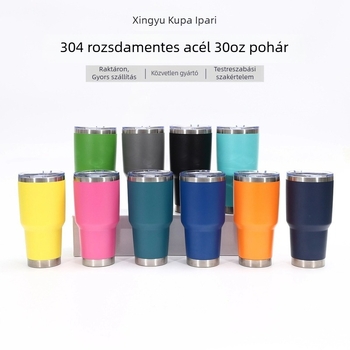 304-es rozsdamentes acél izolált autó pohár, 30oz hordozható nagy kapacitású kávés pohár, testreszabható