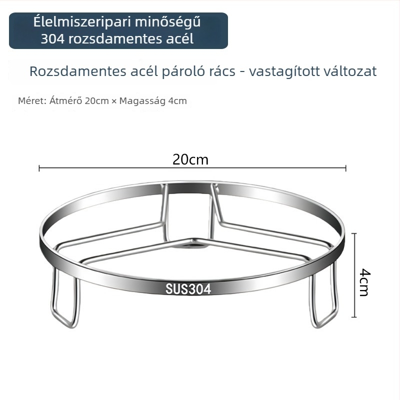 Rozsdamentes acél gőzölő rács kosárral és tálcával, otthoni használatra