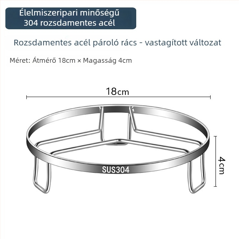 Rozsdamentes acél gőzölő rács kosárral és tálcával, otthoni használatra
