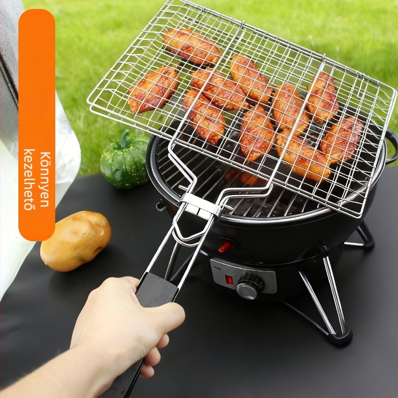 Összecsukható rozsdamentes acél grillklipsz, leválasztható, hordozható barbecue-kiegészítő halakhoz és húsokhoz, multifunkcionális grillrács
