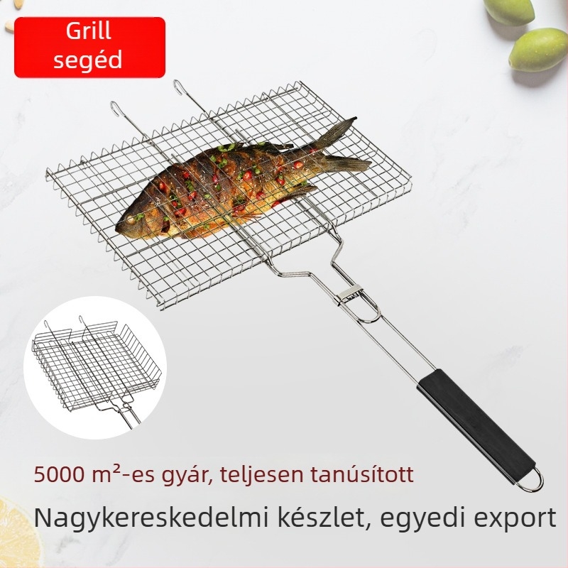 Hordozható elektroplattált grillklipsz 430 rozsdamentes acélból, halakhoz, zöldségekhez és hamburgerekhez