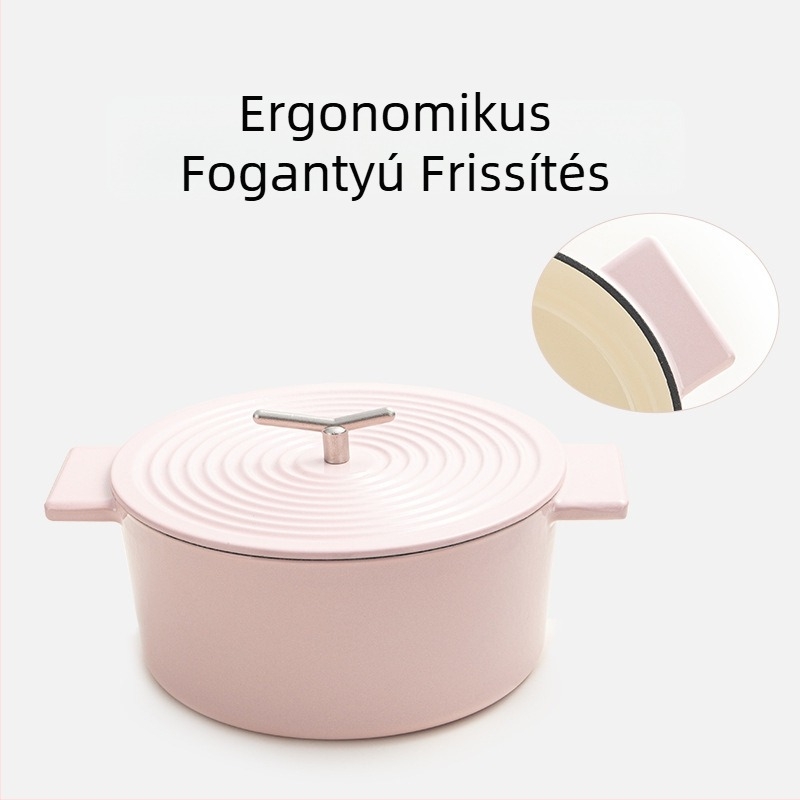 Zománc bevonatú öntöttvas fazék, 22 cm, 3,1–4 L, levesekhez és pároláshoz, többfunkciós, indukciós és gáztűzhelyhez