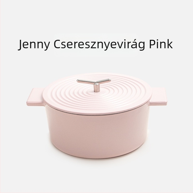Zománc bevonatú öntöttvas fazék, 22 cm, 3,1–4 L, levesekhez és pároláshoz, többfunkciós, indukciós és gáztűzhelyhez