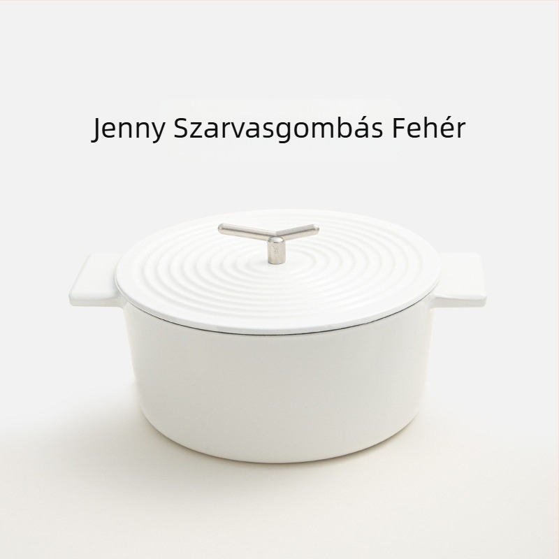 Zománc bevonatú öntöttvas fazék, 22 cm, 3,1–4 L, levesekhez és pároláshoz, többfunkciós, indukciós és gáztűzhelyhez