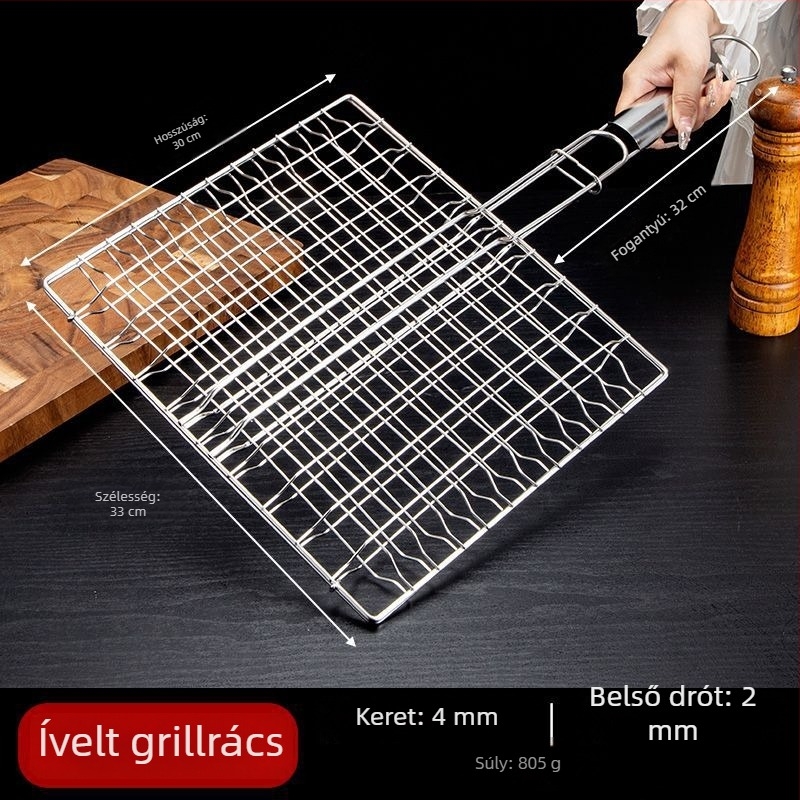 Rozsdamentes acél kültéri barbecue grillrács halcsipesz, zöldségklip, húsháló és összecsukható sütőedény