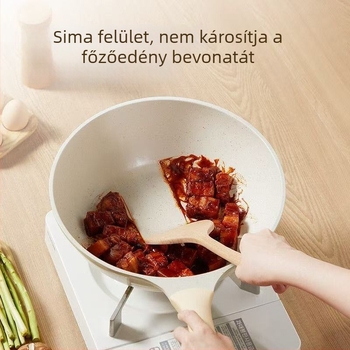 Hosszú nyelű fa spatula tapadásmentes serpenyőkhöz, magas hőállóságú