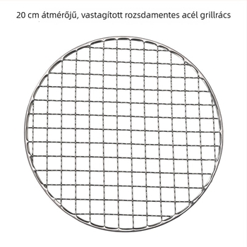 Rozsdamentes acél kör alakú grillháló, átmérő 20/22 cm, vastagított háló, grillhez szén- és fatüzelésű főzőhelyhez, teafőző háló
