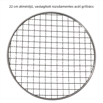 Rozsdamentes acél kör alakú grillháló, átmérő 20/22 cm, vastagított háló, grillhez szén- és fatüzelésű főzőhelyhez, teafőző háló
