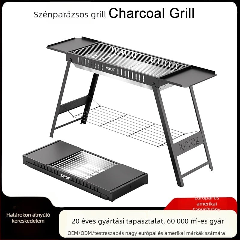 Keyo Hordozható összecsukható grillsütő, nagy méretű kültéri grillsütő otthon és kempingezéshez