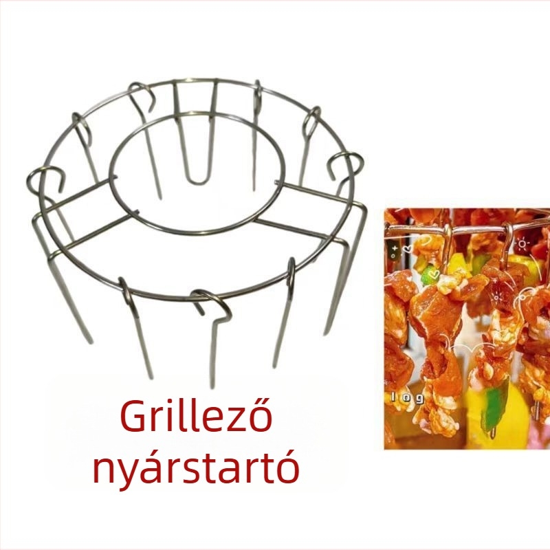 24 pálcát egyszerre, rozsdamentes acél vertikális grill, kör alakú, otthoni használatra, ideális szabadtéri grillezéshez