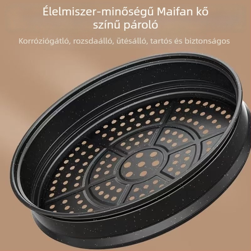 Vastagított 32-szintes gőzölő Maifan kővel, 30 tálas rács, többfunkciós otthoni gőzölő, gőzölőkosár, tapadásmentes wok