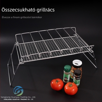 Összecsukható hordozható grillrács nyársakhoz, fasírtokhoz és zöldségekhez