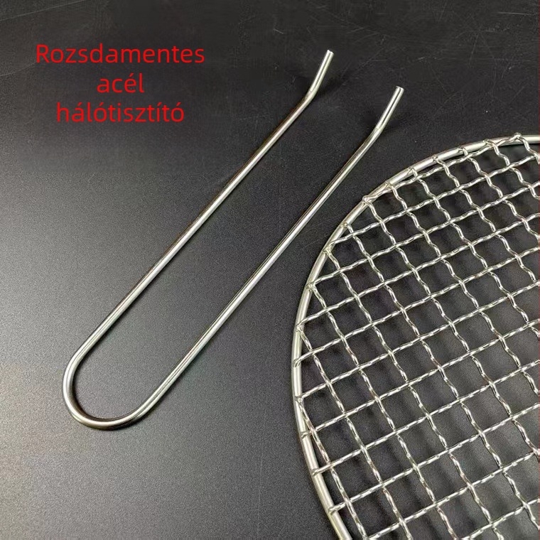 Rozsdamentes acél grillháló klipe, hálóemelő keret, grillszerszámok és grillvilla