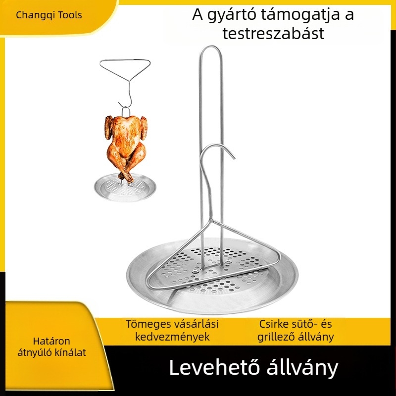 Levehető barbecue tartozékok készlet: pulykatartó rács függőleges madárhorgokkal
