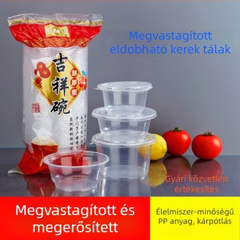 Vastagított, egyszer használatos kör alakú tálak takeawayhez és tésztalevesekhez, műanyag, különböző méretek
