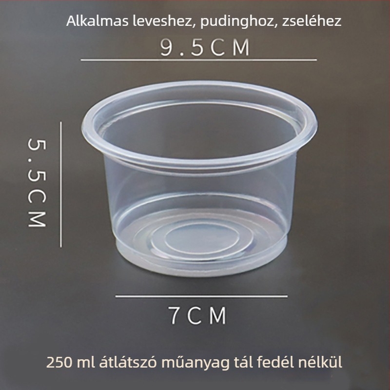 Vastagított, egyszer használatos kör alakú tálak takeawayhez és tésztalevesekhez, műanyag, különböző méretek
