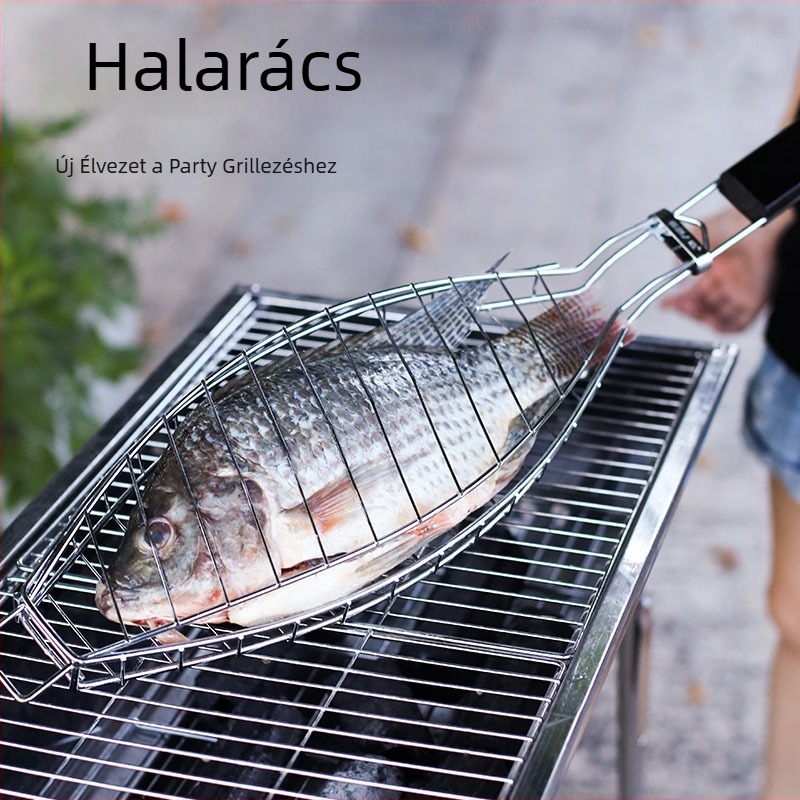 Forest Master halsütő csipesz, vastag és nagy méret, kültéri grillszerszám halakhoz, hálóval