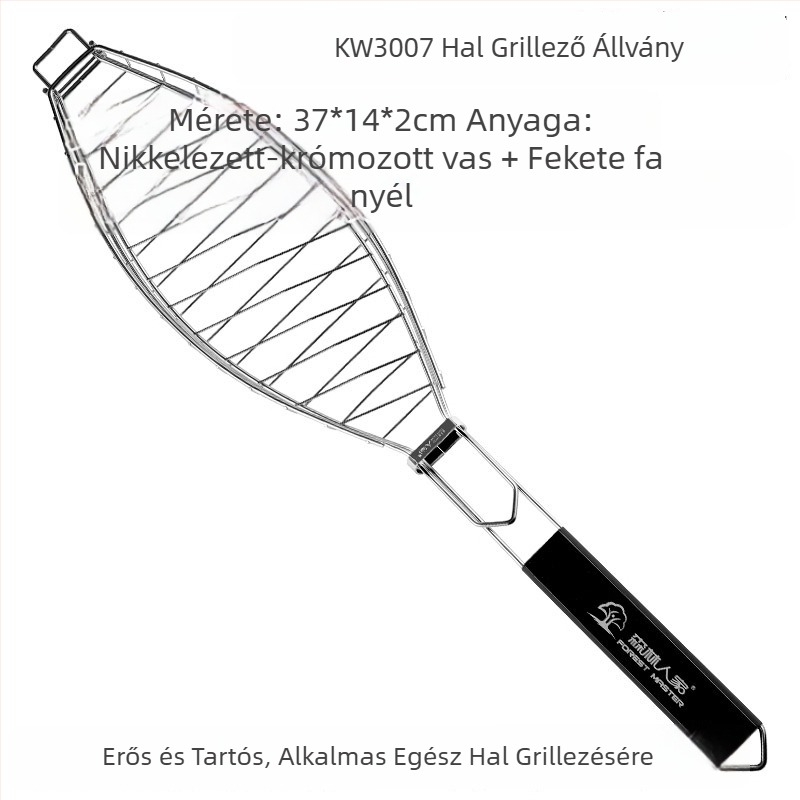 Forest Master halsütő csipesz, vastag és nagy méret, kültéri grillszerszám halakhoz, hálóval
