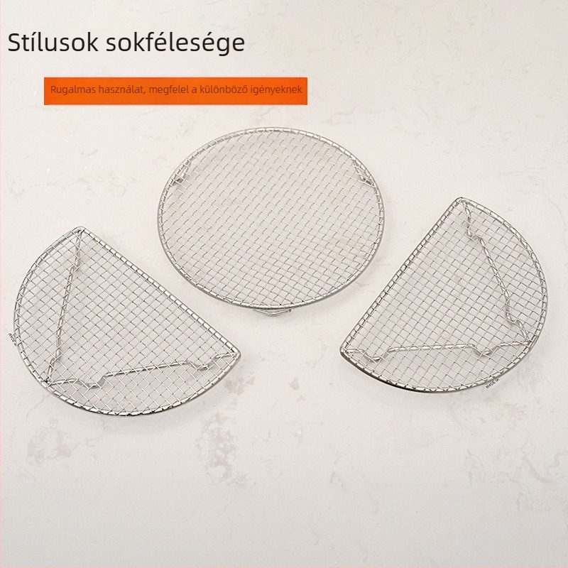 Rozsdamentes acélból készült kerek grill lábakkal, ideális barbecue-hoz és szénfőzéshez, teázási kiegészítő