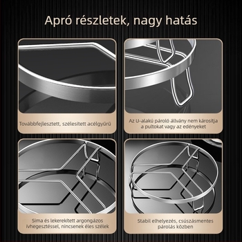 Háztartási rozsdamentes acél pároló rács – univerzális pároló rács zsemlekhez, serpenyőkhöz és nyomásos edényekhez