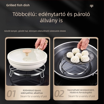 Háztartási rozsdamentes acél pároló rács – univerzális pároló rács zsemlekhez, serpenyőkhöz és nyomásos edényekhez