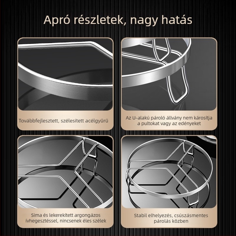 Háztartási rozsdamentes acél pároló rács – univerzális pároló rács zsemlekhez, serpenyőkhöz és nyomásos edényekhez