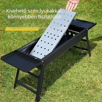 Hordozható összecsukható faszenes grill otthonra és szabadtérre, kemping faszenes rács, barbecue sütő, új megerősített modell