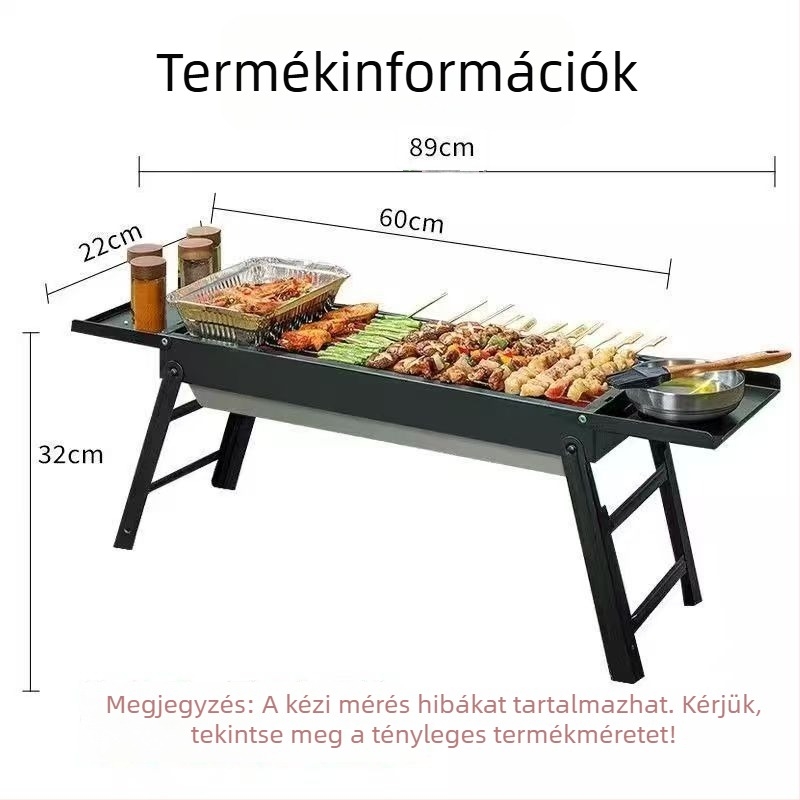 Hordozható összecsukható faszenes grill otthonra és szabadtérre, kemping faszenes rács, barbecue sütő, új megerősített modell