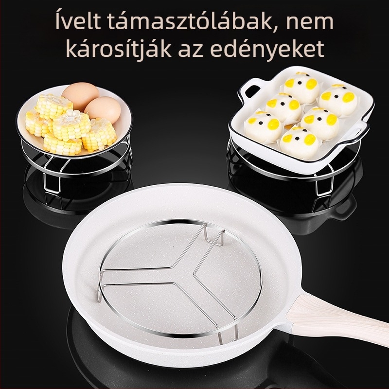 Rozsdamentes acélból készült gőzölő rács wokhoz, rizsfőzőhöz és nyomás alatti edényhez — kis magas lábú gőzölő kosár