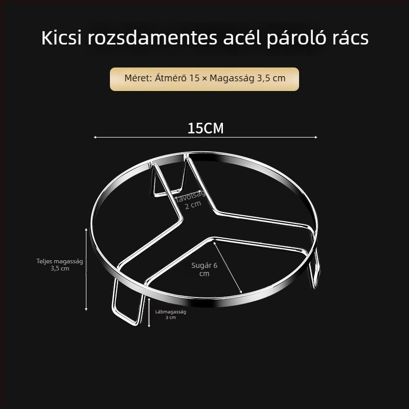 Rozsdamentes acélból készült gőzölő rács wokhoz, rizsfőzőhöz és nyomás alatti edényhez — kis magas lábú gőzölő kosár