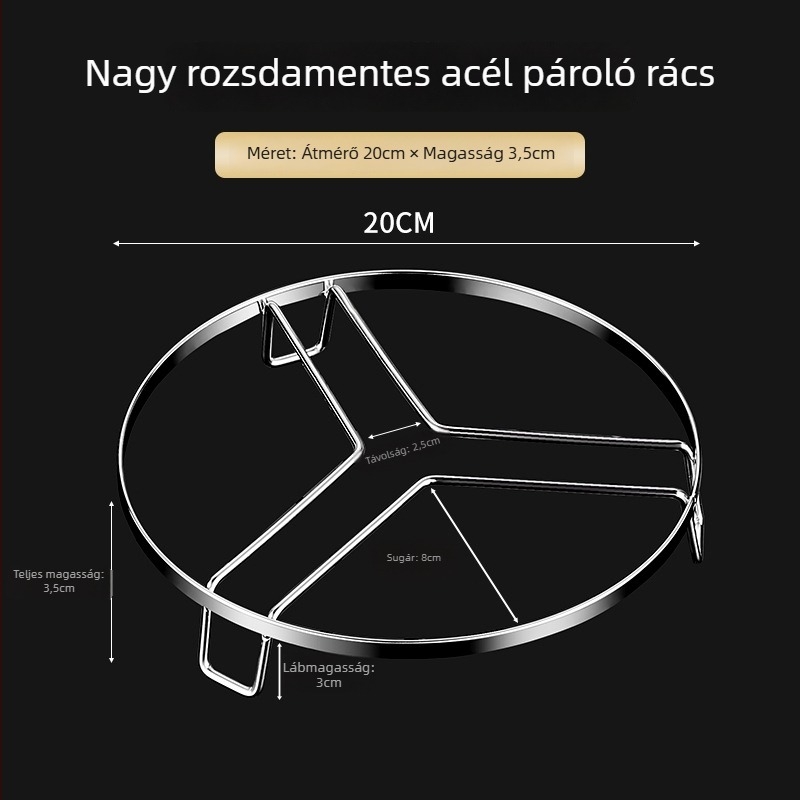 Rozsdamentes acélból készült gőzölő rács wokhoz, rizsfőzőhöz és nyomás alatti edényhez — kis magas lábú gőzölő kosár