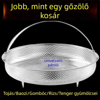 316 élelmiszer-minőségű rozsdamentes acél pároló rács, univerzális kör alakú párolókosár és tálca otthoni használatra, lefolyó kosár a gőzöléshez