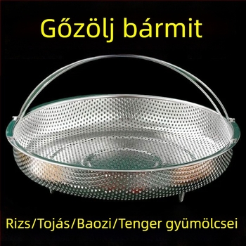 316 élelmiszer-minőségű rozsdamentes acél pároló rács, univerzális kör alakú párolókosár és tálca otthoni használatra, lefolyó kosár a gőzöléshez