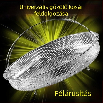 316 élelmiszer-minőségű rozsdamentes acél pároló rács, univerzális kör alakú párolókosár és tálca otthoni használatra, lefolyó kosár a gőzöléshez