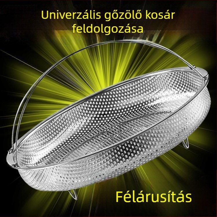 316 élelmiszer-minőségű rozsdamentes acél pároló rács, univerzális kör alakú párolókosár és tálca otthoni használatra, lefolyó kosár a gőzöléshez